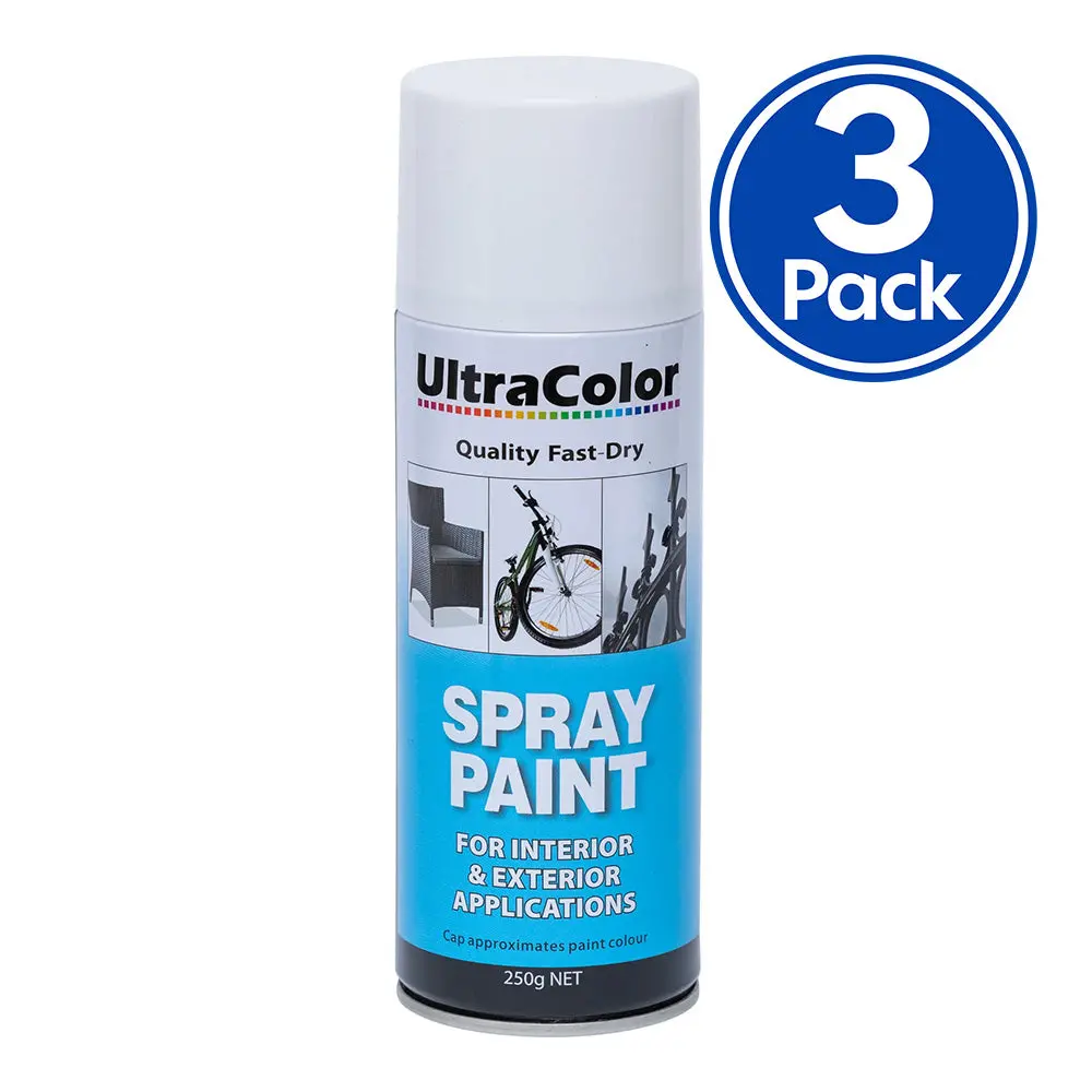 Ultracolor Spray Paint Fast Drying Interior Exterior 250G Appliance White X 3 1