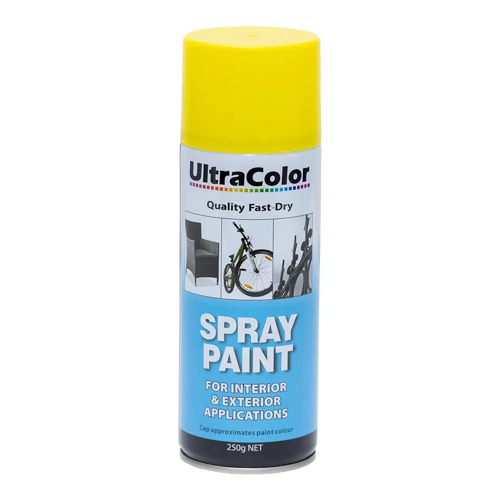 Ultracolor Spray Paint Fast Drying Interior Exterior 250G Buttercup Cans 1