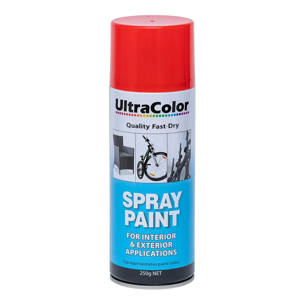 Ultracolor Spray Paint Fast Drying Interior Exterior 250G Bright Red Cans 1