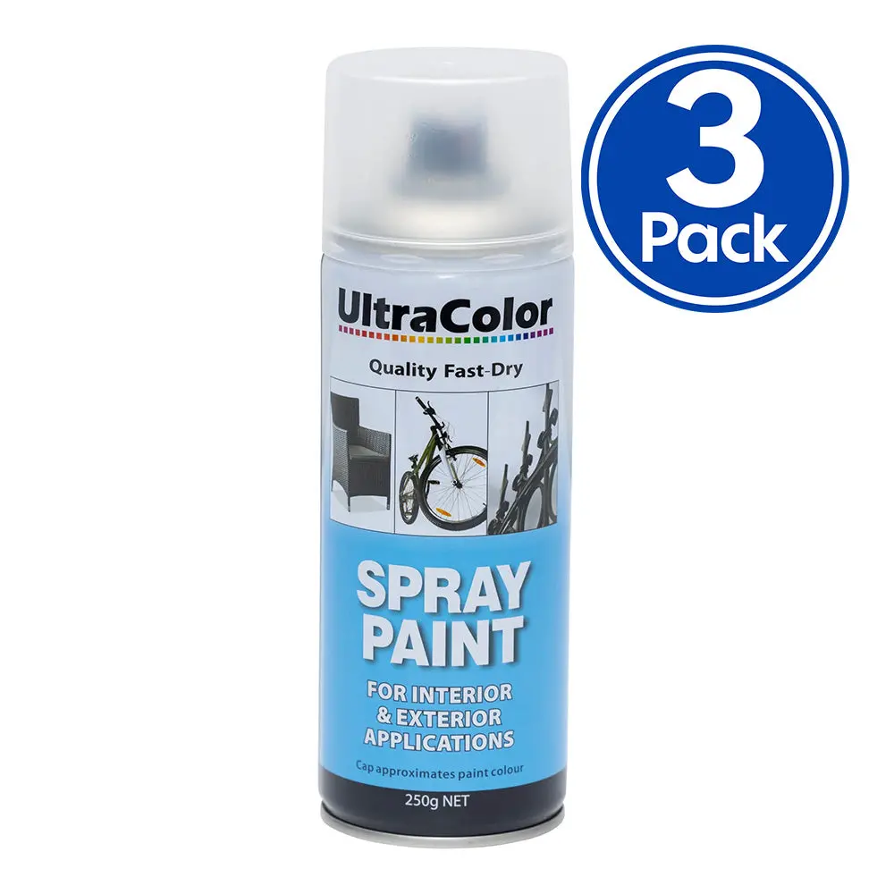 Ultracolor Spray Paint Fast Drying Interior Exterior 250G Gloss Clear X 3 Cans 1