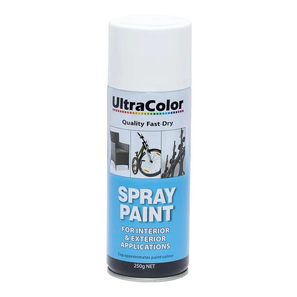 Ultracolor Spray Paint Fast Drying Interior Exterior 250G Gloss White Cans 1