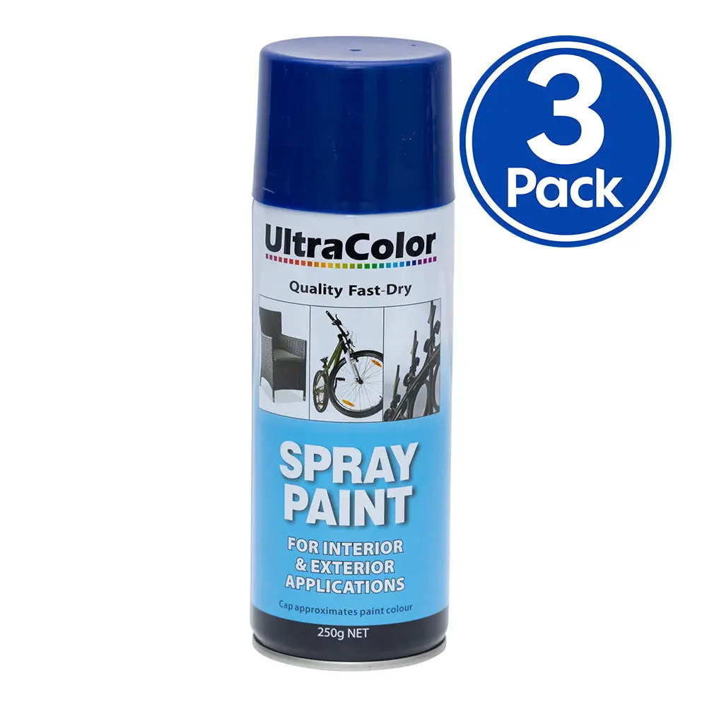 Ultracolor Spray Paint Fast Drying Interior Exterior 250G Navy Blue X 3 Cans 1