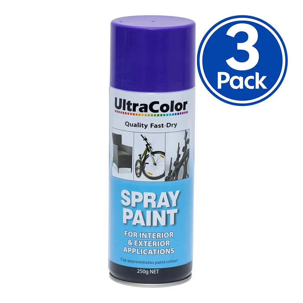 Ultracolor Spray Paint Fast Drying Interior Exterior 250G Plum Purple X 3 Cans 1