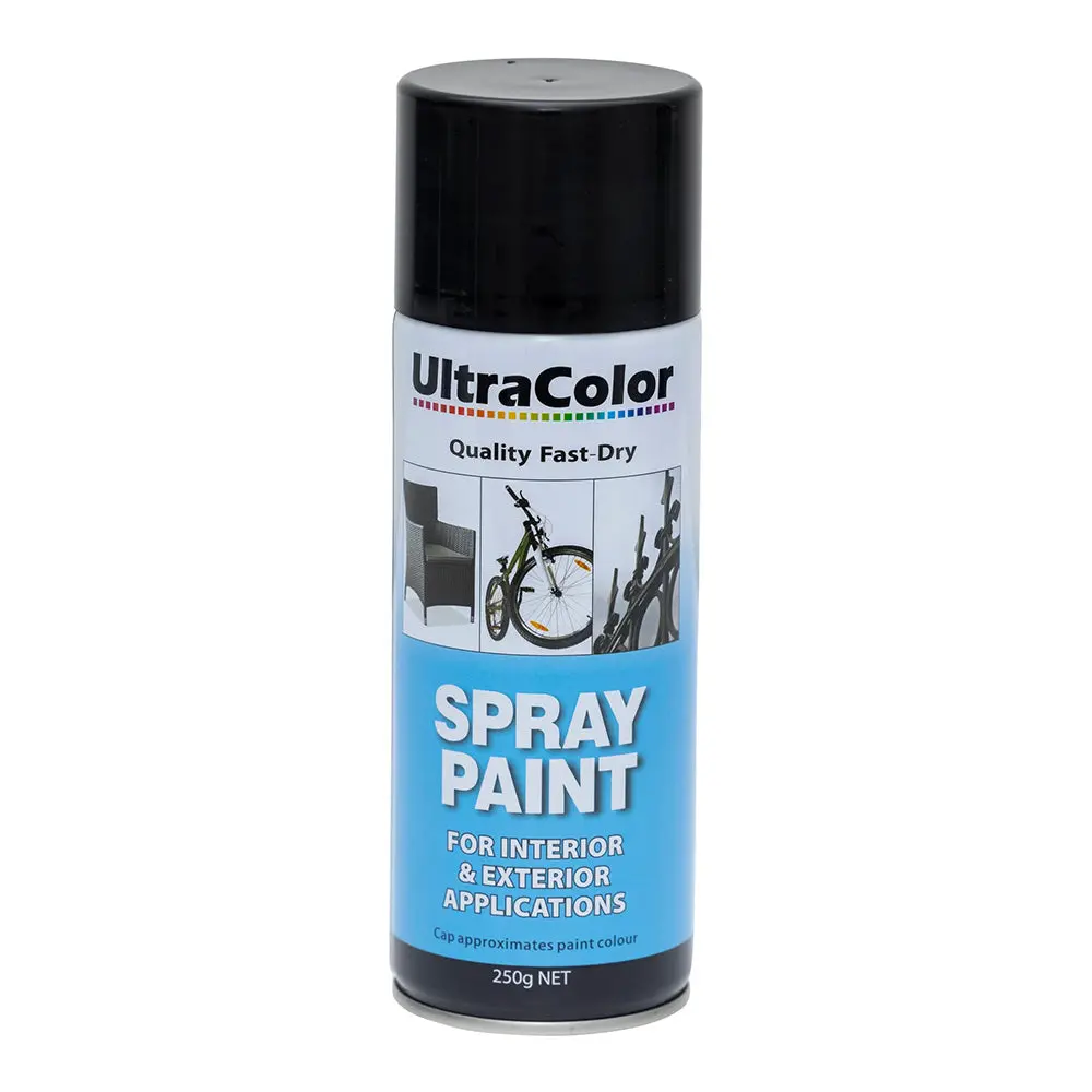 Ultracolor Spray Paint Fast Drying Interior Exterior 250G Satin Black Cans 1
