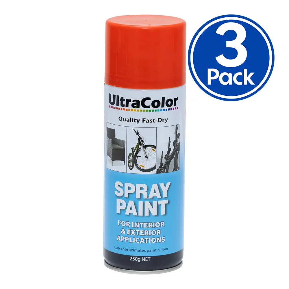 Ultracolor Spray Paint Fast Drying Interior Exterior 250G Scarlet X 3 Cans 1