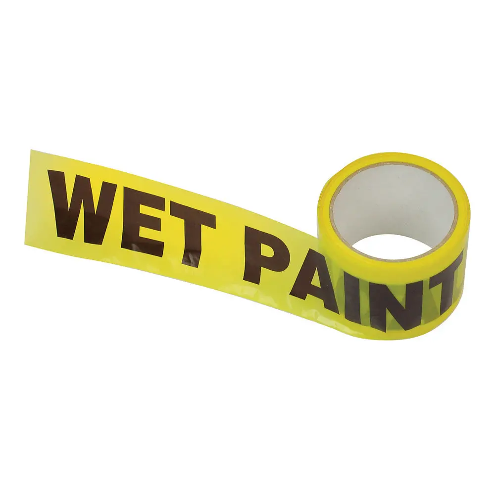 Uni-Pro Wet Paint Banner Tape 75Mm X 50M Yellow Hazard Warning Safety 1