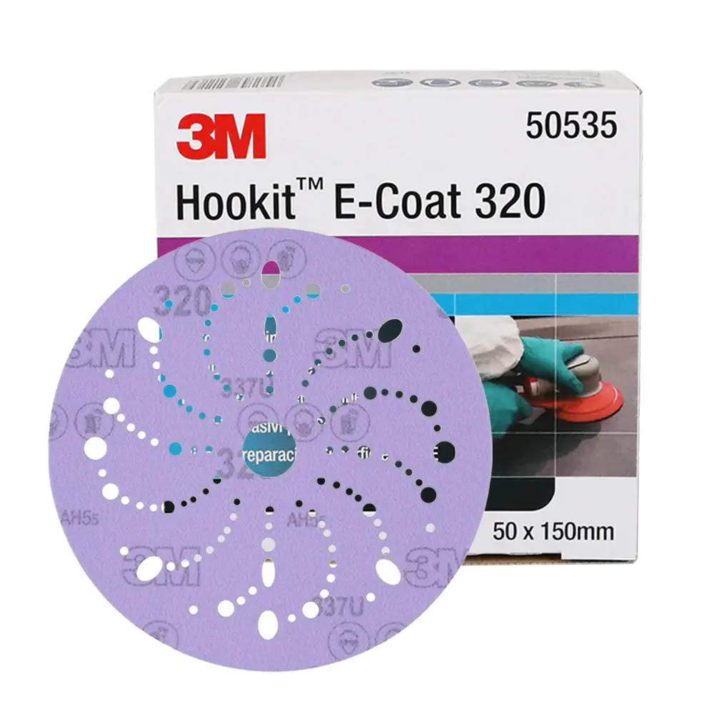 3M Hookit E-Coat 150Mm 320 Grit Abrasive Sanding Discs 50535 X 50 Pack 1
