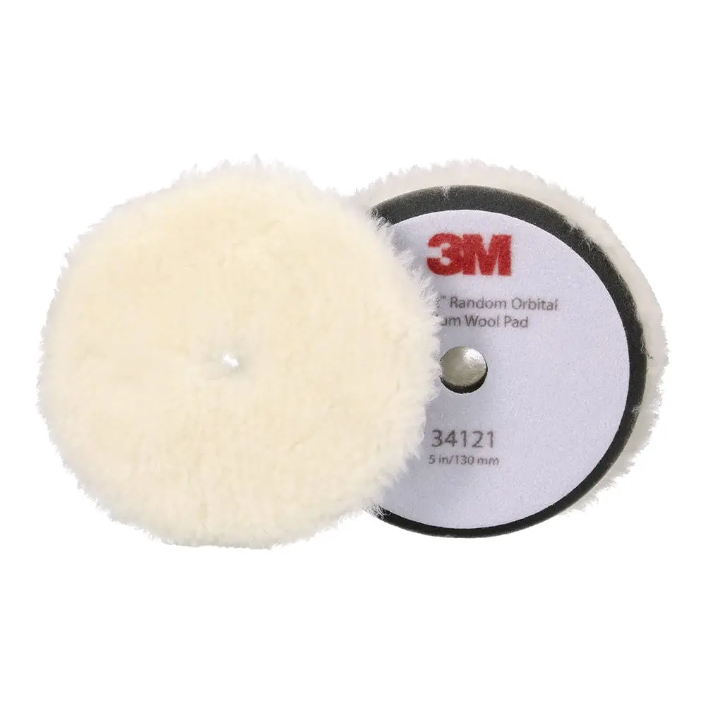 3M 34121 Perfect It Random Orbital Medium Wool Pads 5"/130Mm White X 2 Pack 1