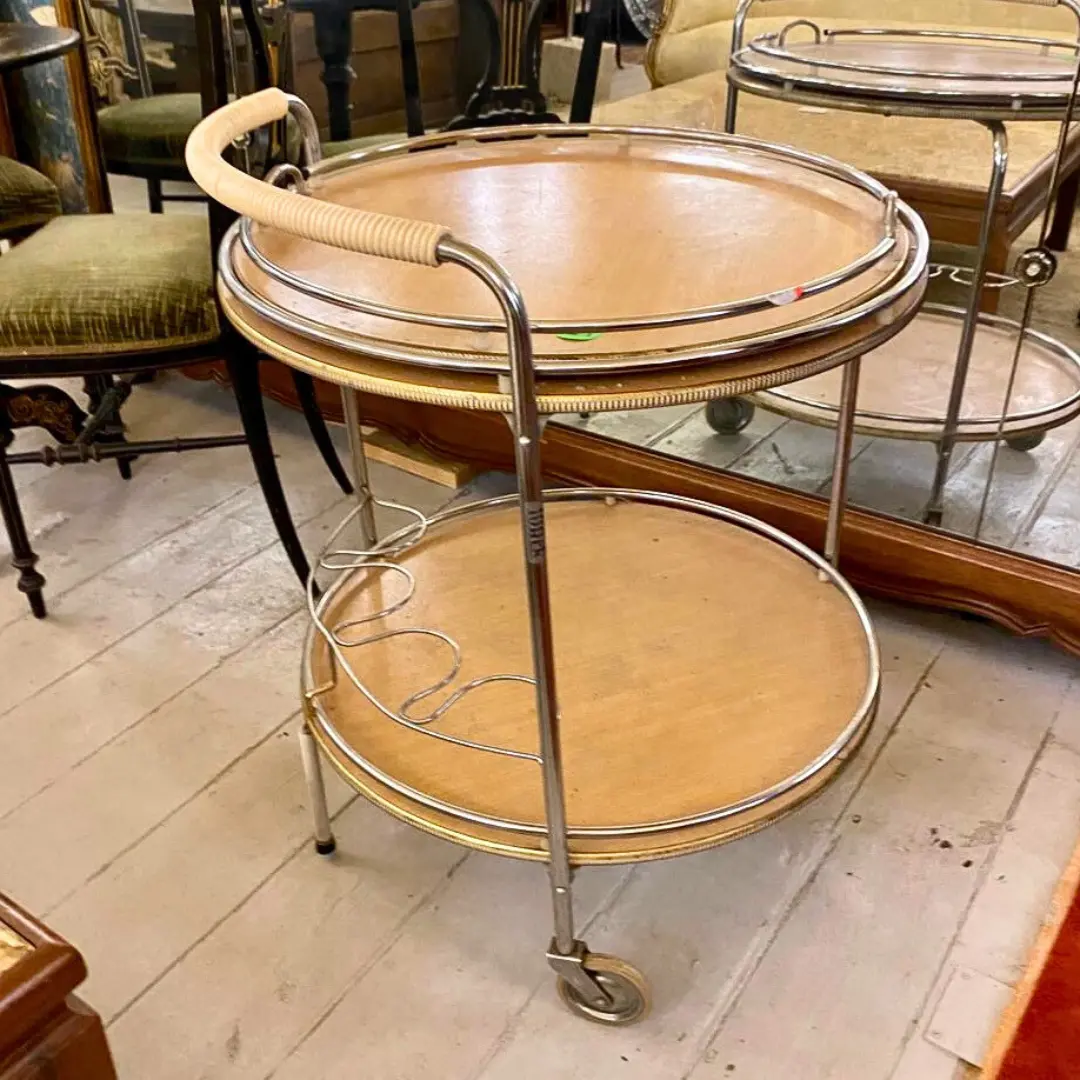 Vintage 1960'S Chrome Drinks Trolley With Trays - Sold 1