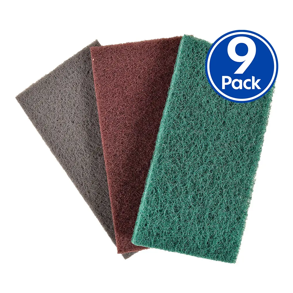 Mixed Pack Fine Medium Coarse Scouring Hand Pads 115Mm X 225Mm X 9 Pack 1