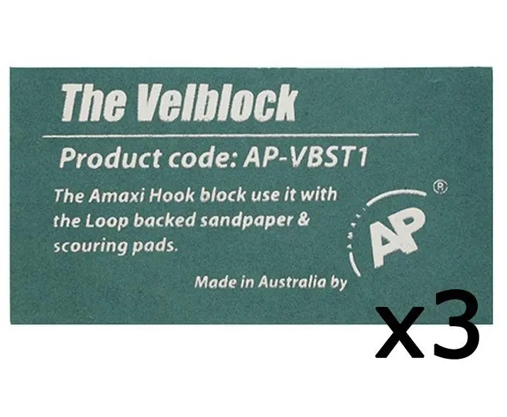 Amaxi Ap The Velblock Hand Sanding Block With Hook & Loop Backing 3 Pack 1
