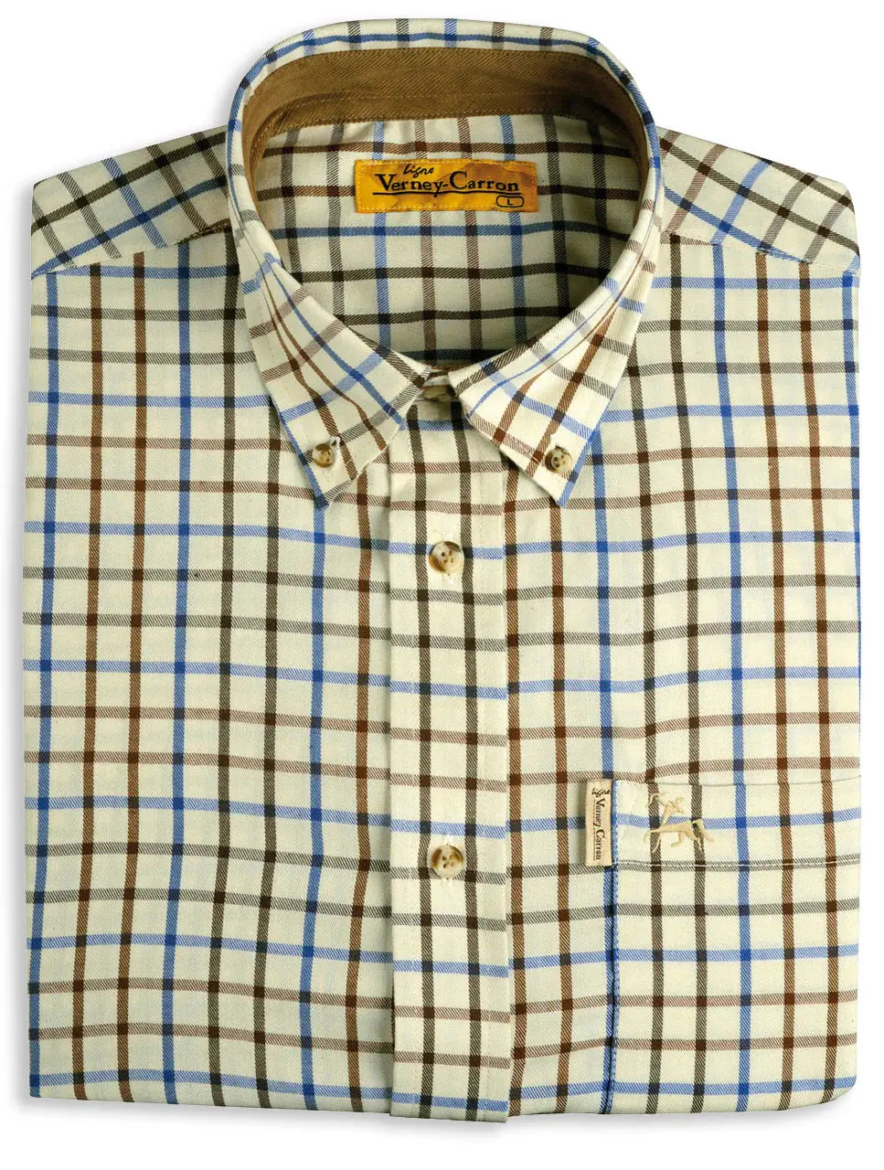Verney Carron Villemy Shirt - Blue Brown Check 1