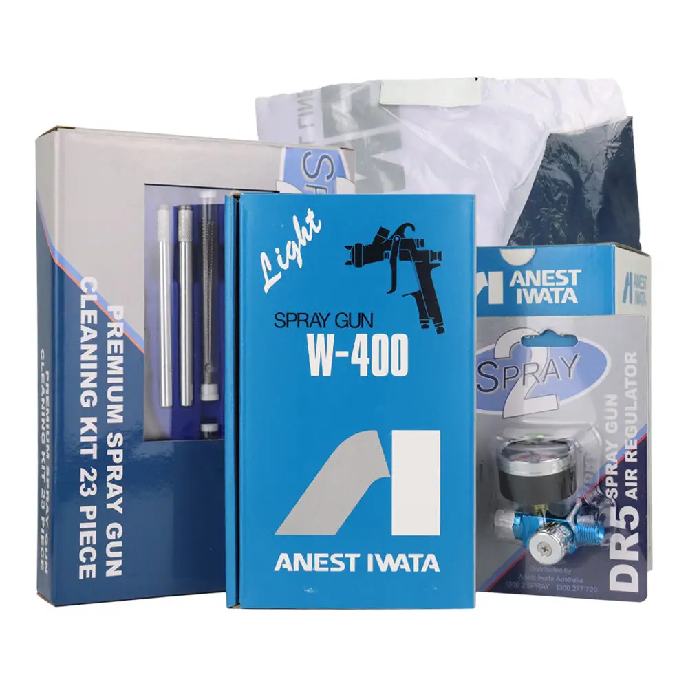 Anest Iwata W400 6 Piece Kit Ba2 1.3Mm Gravity Spray Gun Incl Xl Suit Pot Reg 1