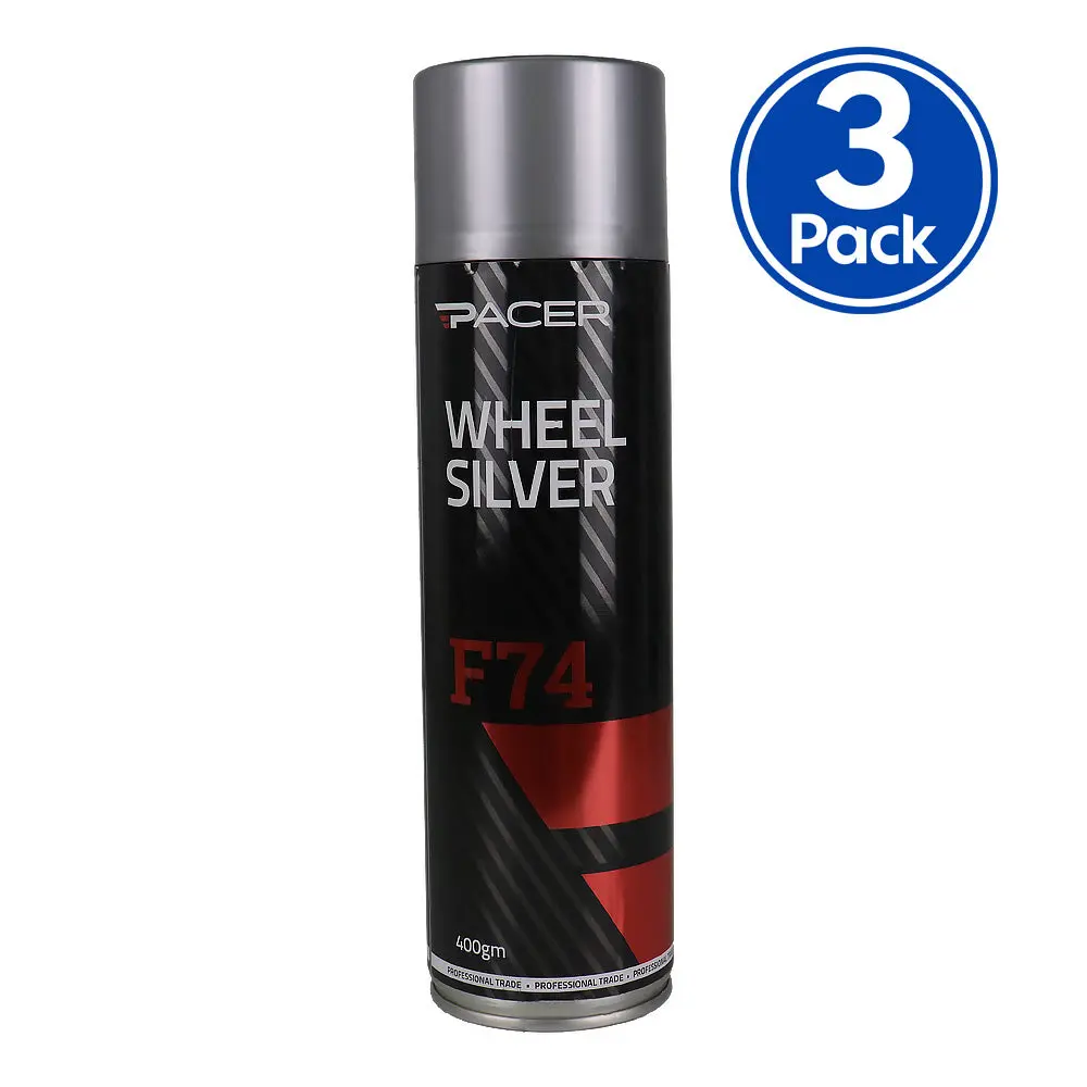 Pacer F74 Wheel Silver 400Gm High-Performance Automotive Spray Paint X3 1