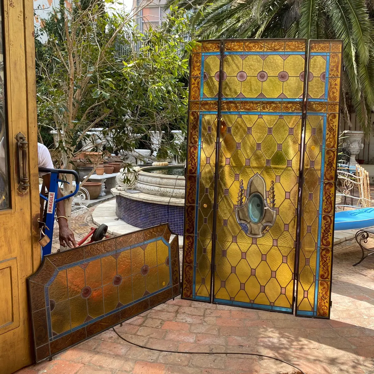 Antique Stained Glass Door With Fanlight 1