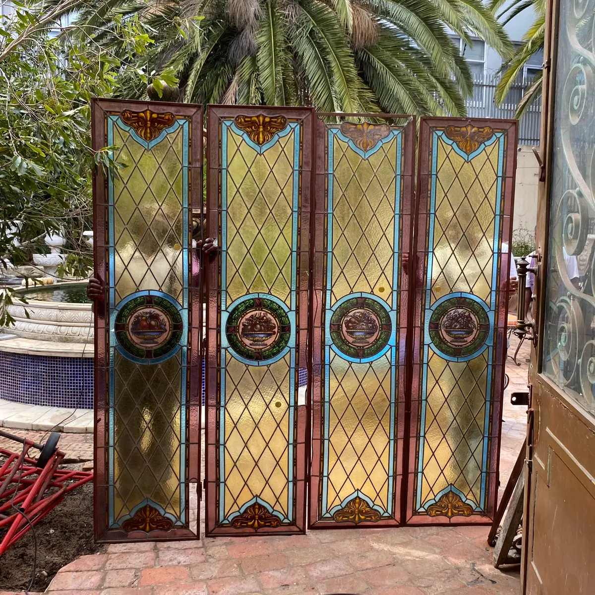 Set Of Four Stained Glass Panels - Sold 1