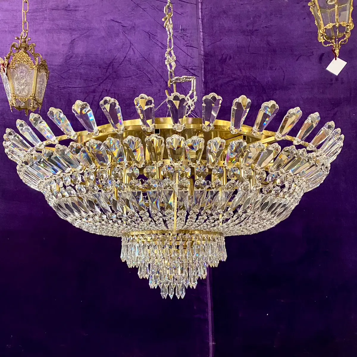 Grand Neoclassical Crystal Flush-Mount Chandelier 1