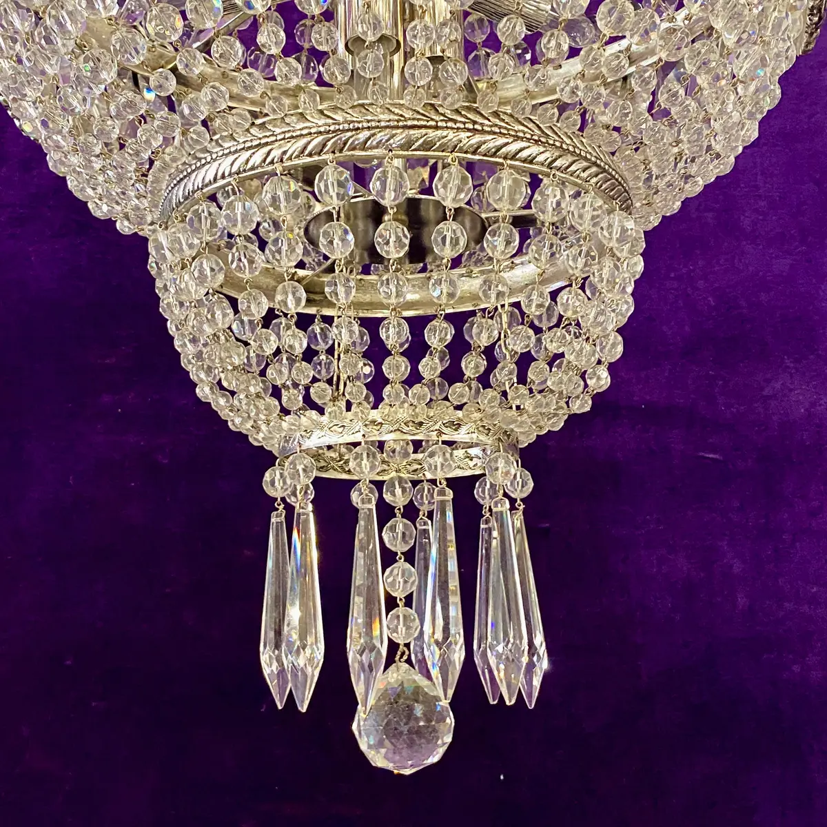 Stunning Antique Nickel Neoclassical Chandeliers - Sold 2