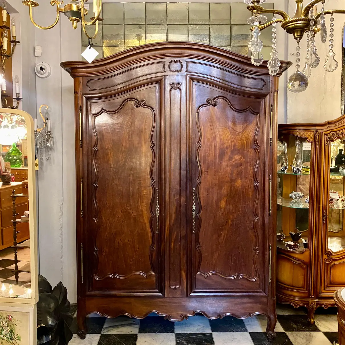 Large Antique English Mahogany Wardrobe 1