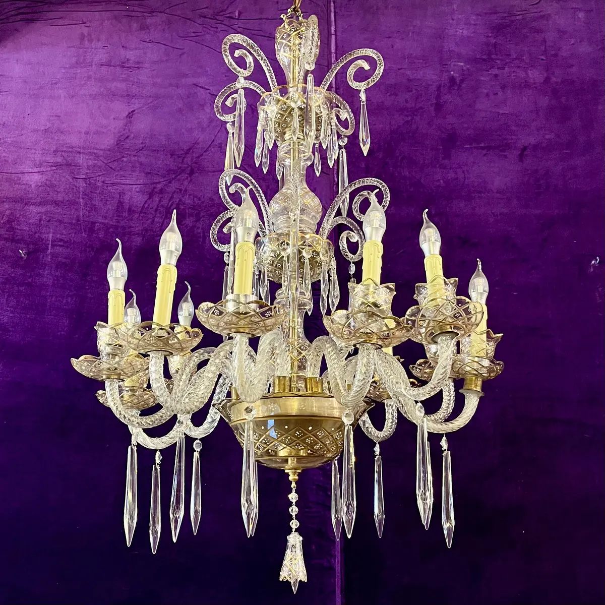 Rare Twelve-Arm Venetian Glass Chandelier With Hand-Painted Detail, Late 19Th Century 1