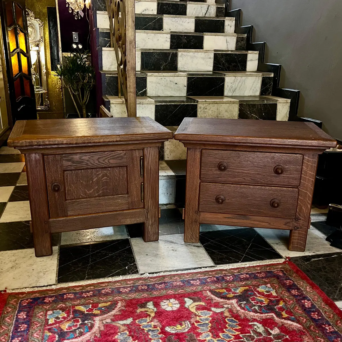 Pair Of Oak Bedside Cabinets, Early 20Th Century - Sold 1
