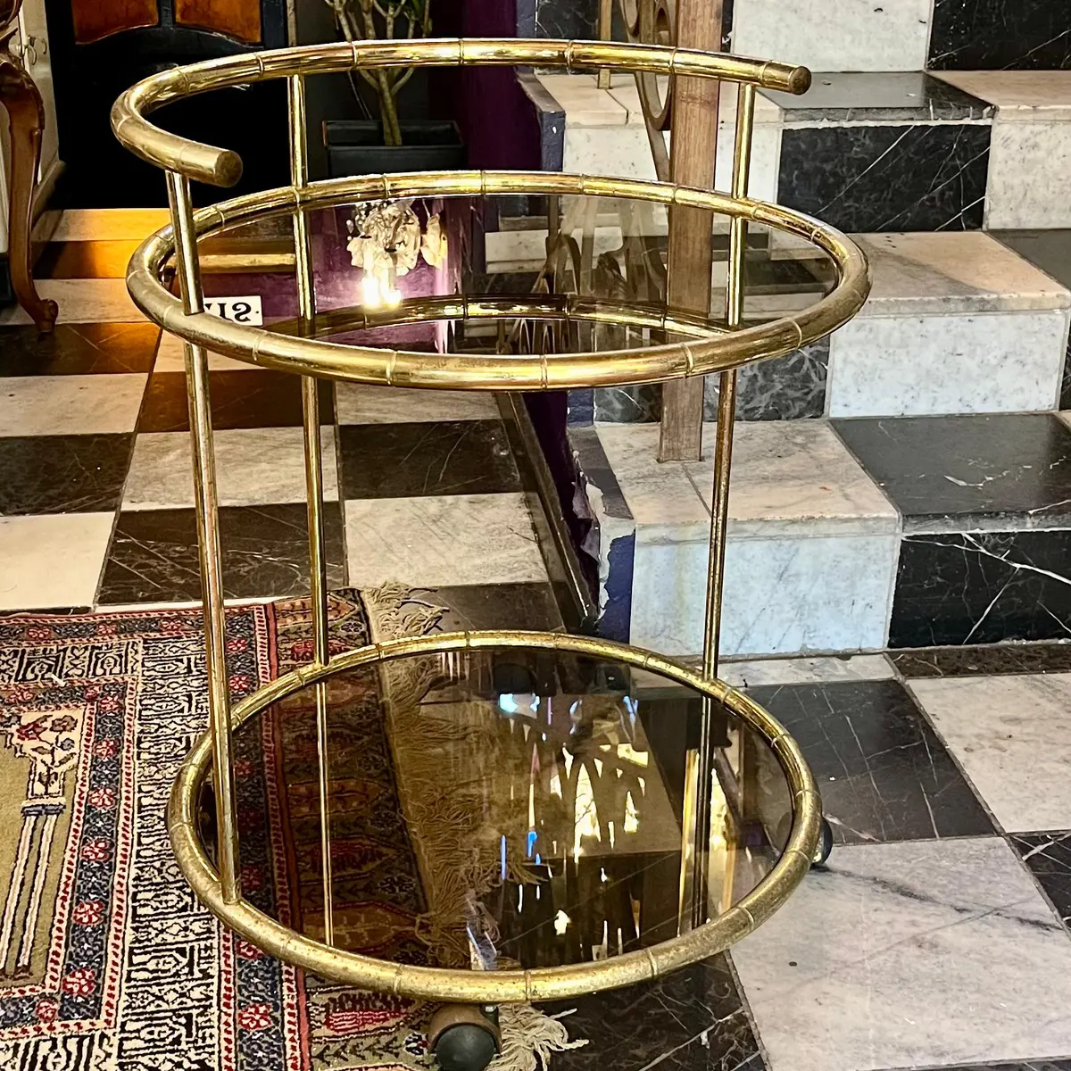 Hollywood Regency Round Bar Cart, C. 1970S - Sold 1