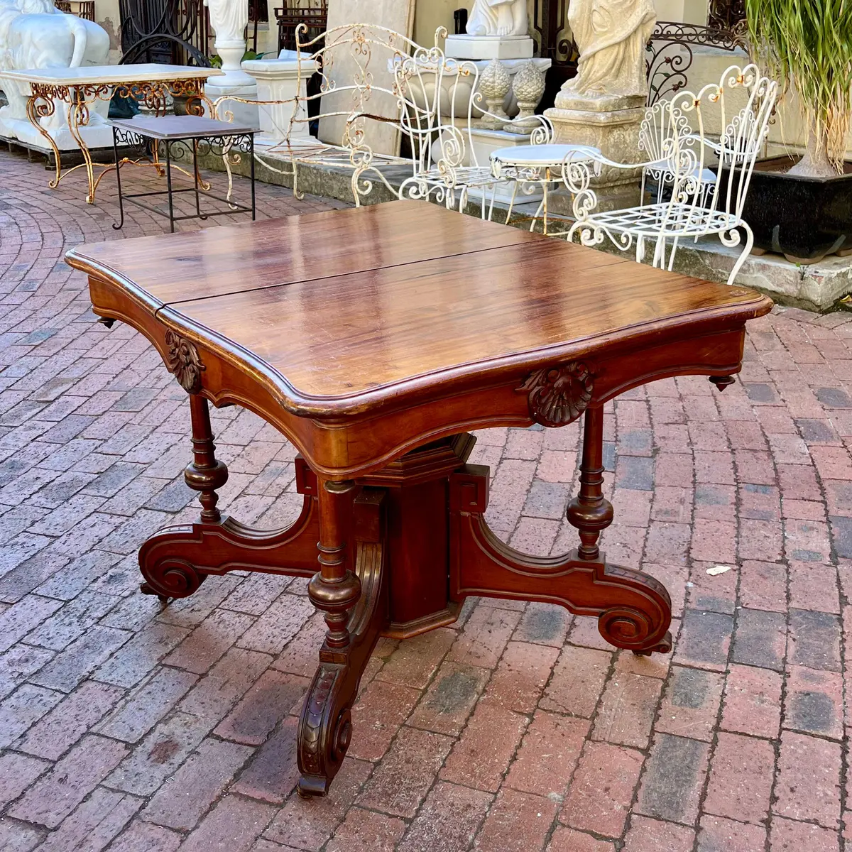 Victorian Mahogany Centre Table With Shell Carving, C. 1870 - Sold 1