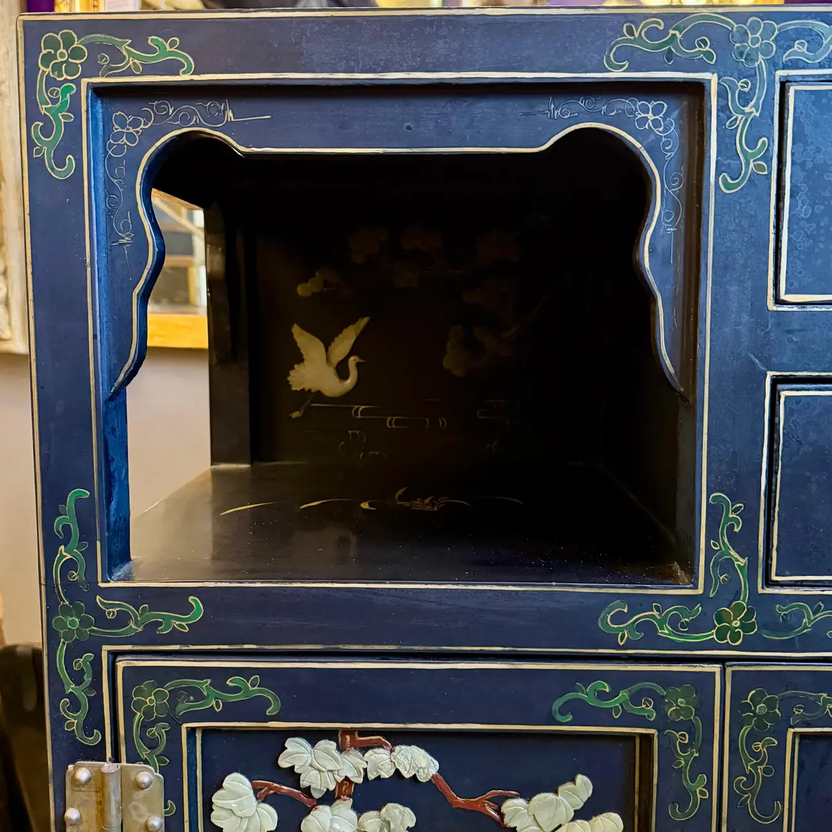 Chinese Lacquer Cabinet With Hardstone Detail, Mid-20Th Century - Sold 2