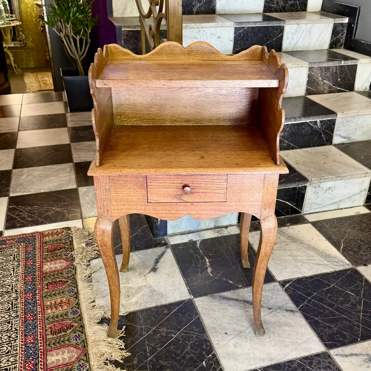 Single Antique Oak Bedside Pedestal 1