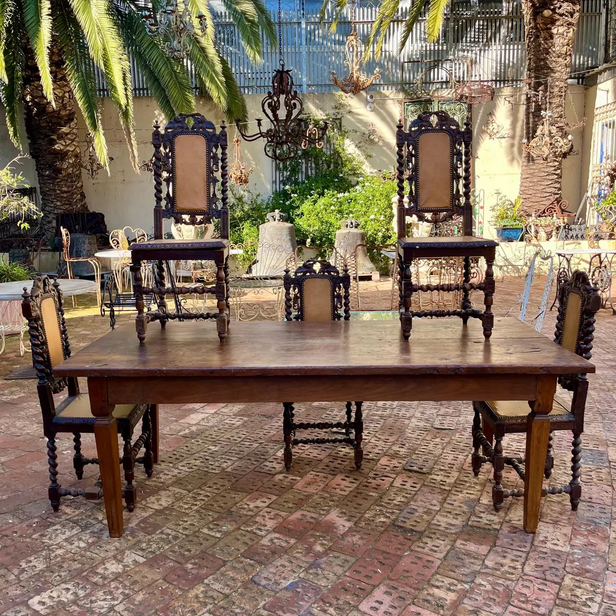 Set Of 5 Antique Carved Oak Dining Chairs 1