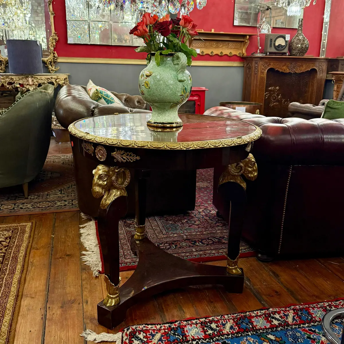 Empire Style Centre Table With Ram’S Head Mounts In Rosewood Veneer, Mid-20Th Century 1