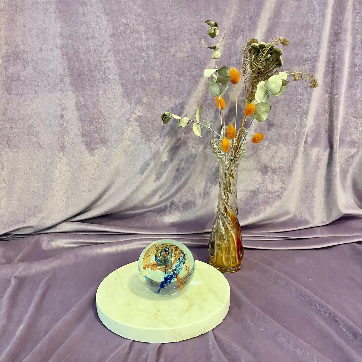 Vintage Art Glass Paperweight, Swirl Motif, C. Late 20Th Century - Sold 2