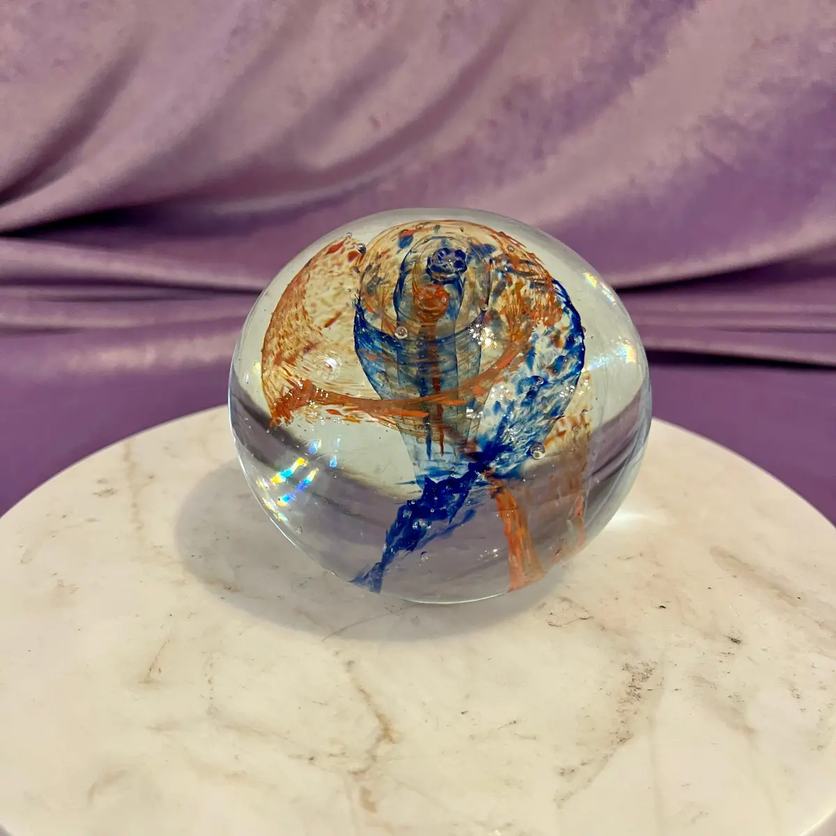 Vintage Art Glass Paperweight, Swirl Motif, C. Late 20Th Century - Sold 1