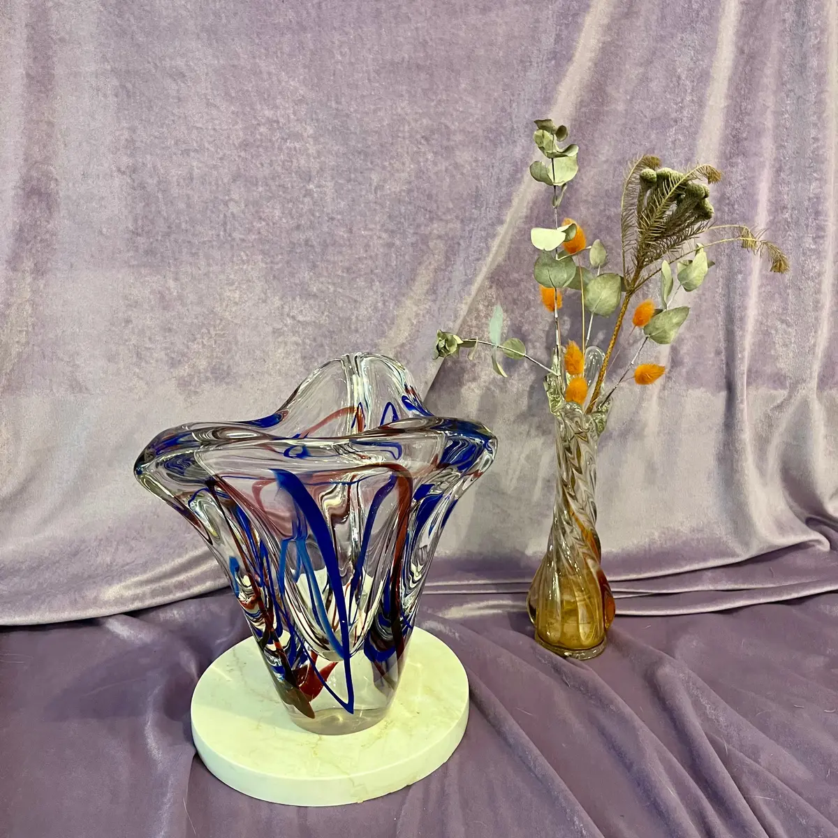Murano Red And Blue Swirl Vase 1