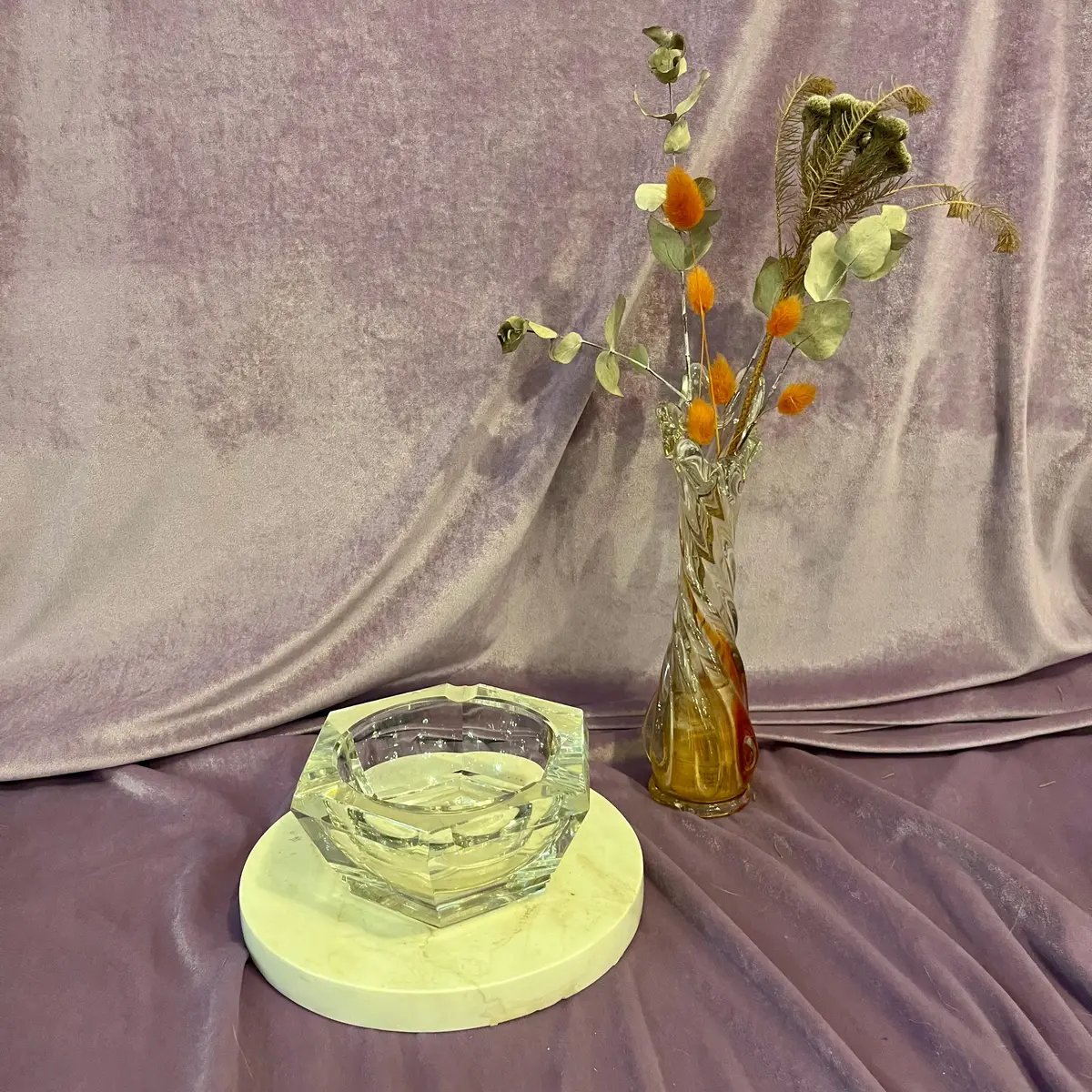 Vintage Clear Geometric Ashtray 1