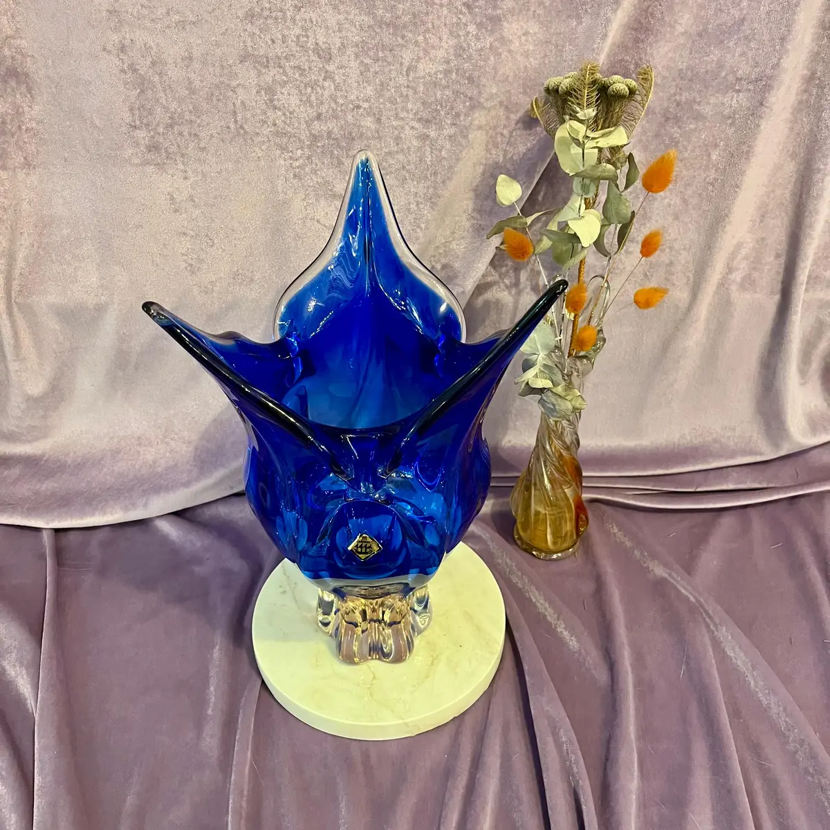 Large Cobalt Blue Chribska Art Glass Vase, Czechoslovakia, C. 1960S–70S - Sold 1
