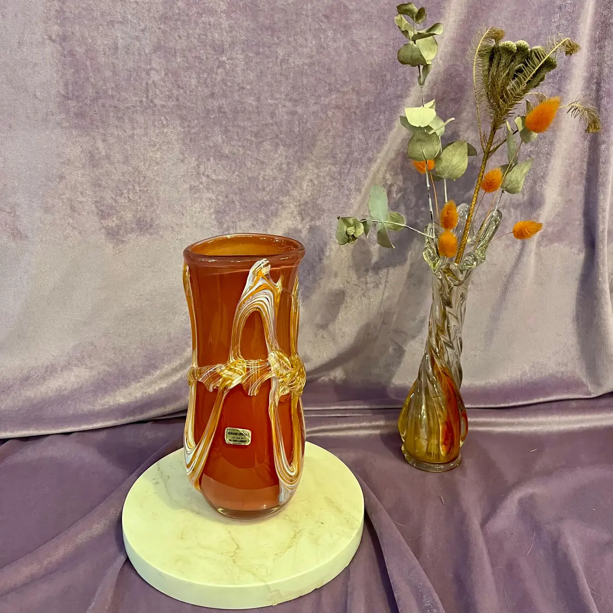 Vintage Val Saint Lambert Art Glass Vase 1