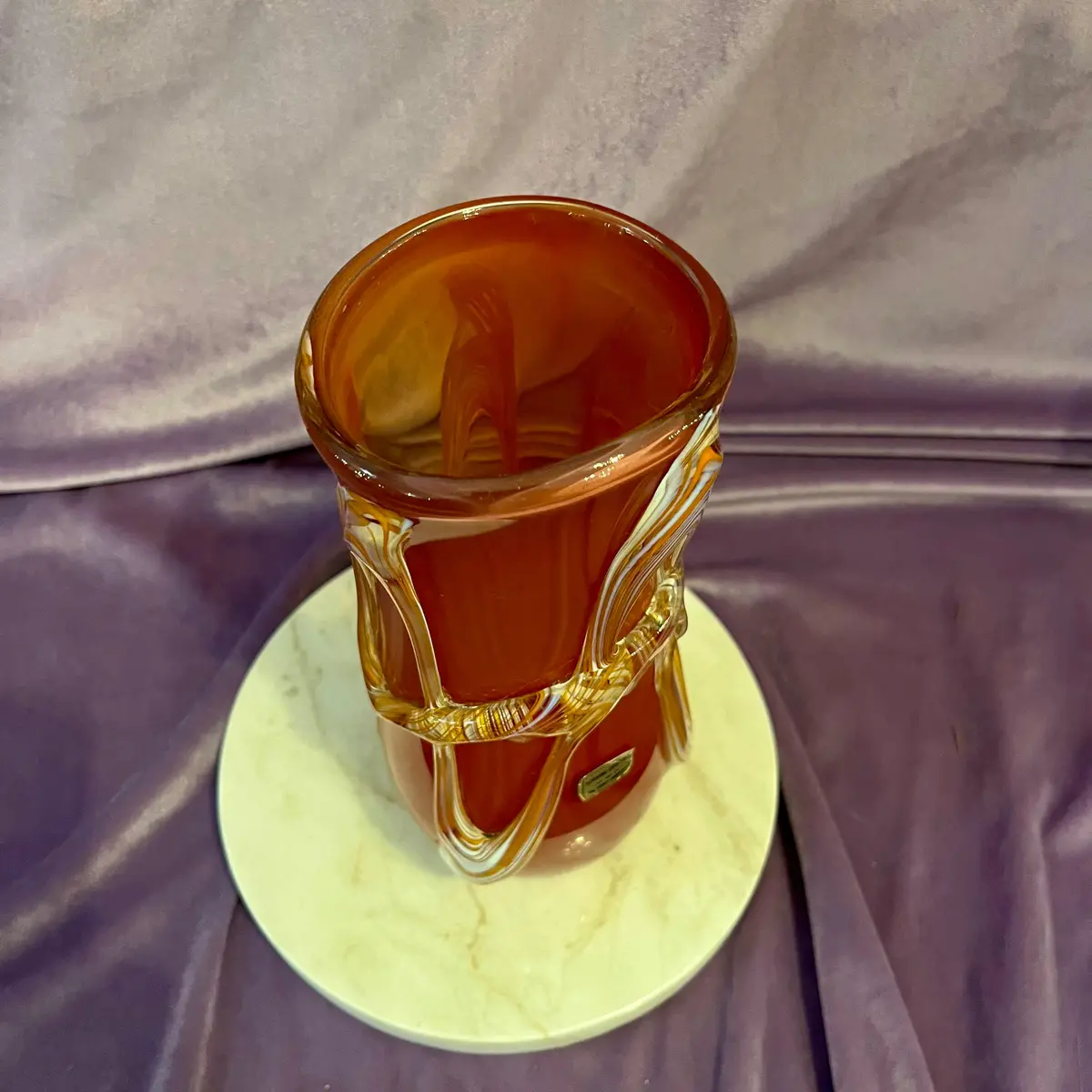 Vintage Val Saint Lambert Art Glass Vase 2