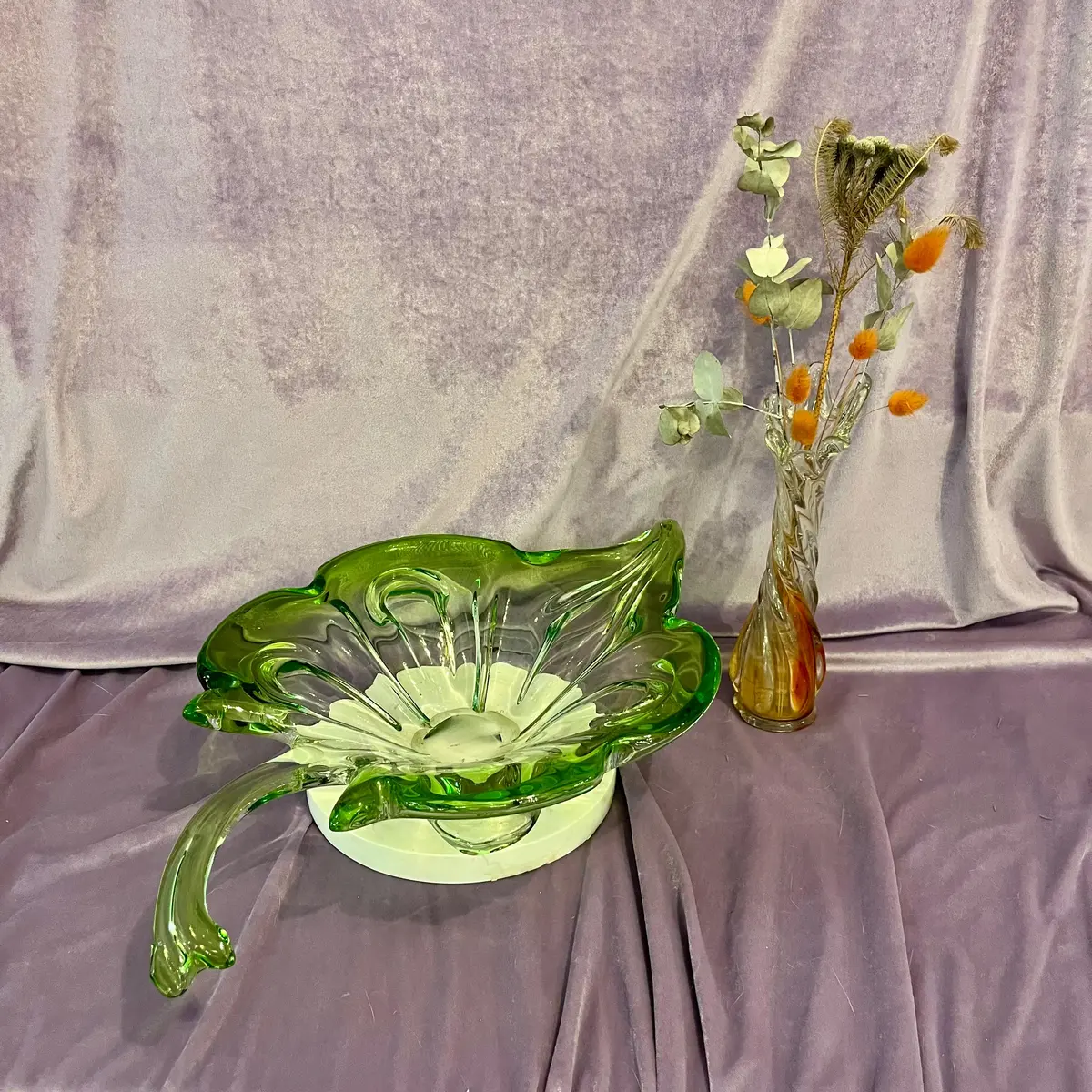 Large Murano Green Leaf Bowl - Sold 1
