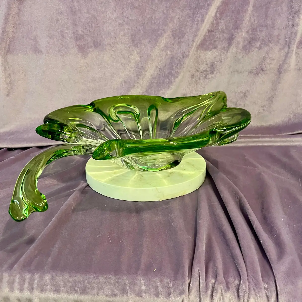 Large Murano Green Leaf Bowl - Sold 2