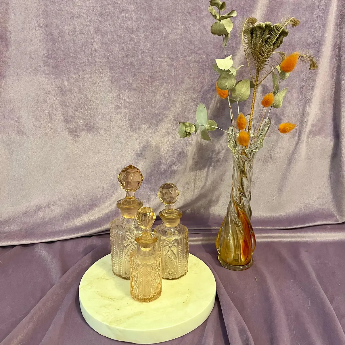 Vintage Set Of Peach Tone Apothecary Bottles 1