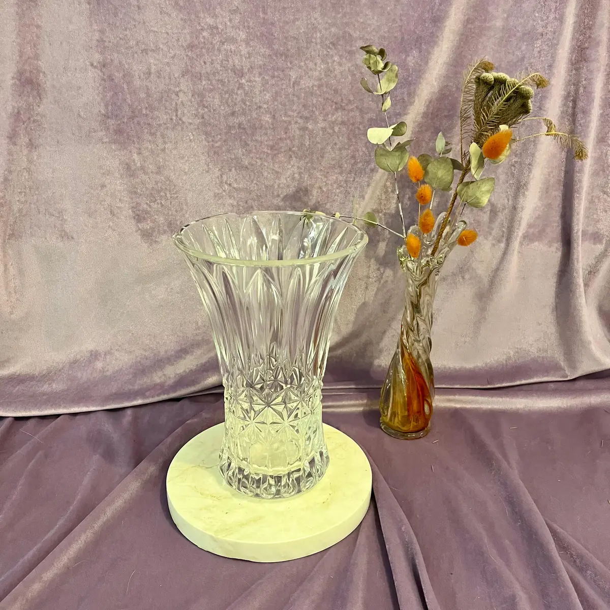 Vintage Flute Vase With Faceted Design 1