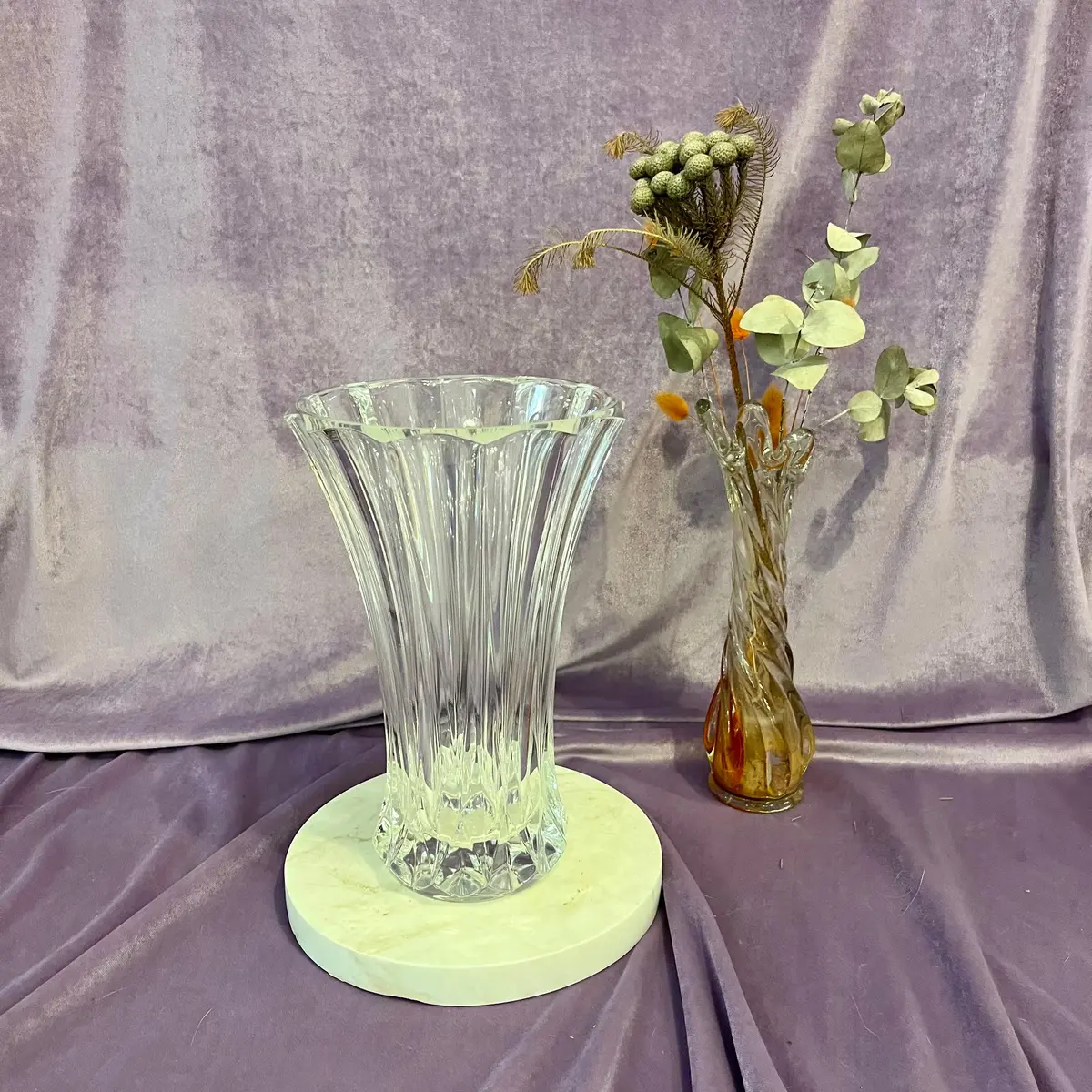 Vintage Cut Crystal Trumpet Vase - Sold 1