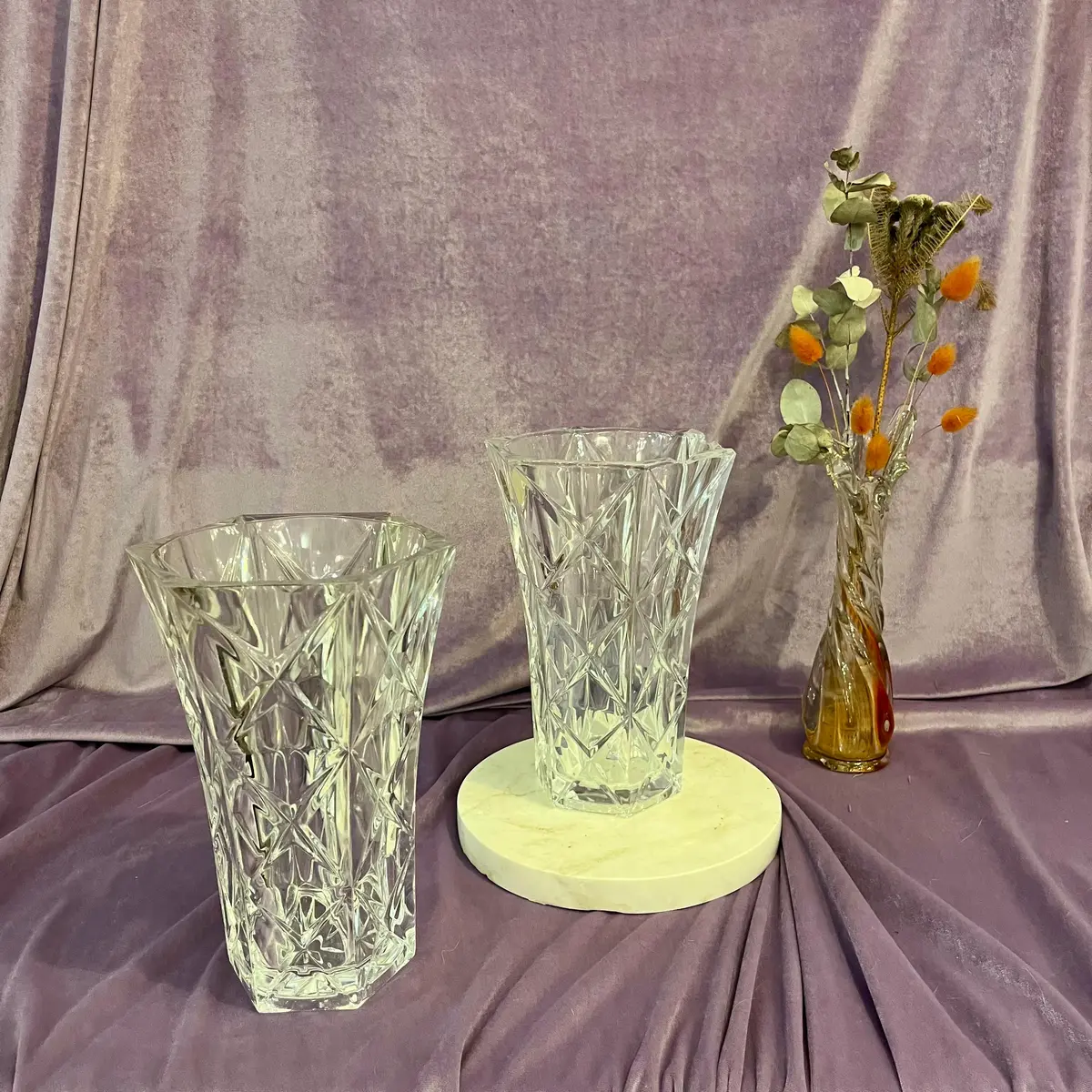 Antique French Crystal Vases With Original Sticker 1
