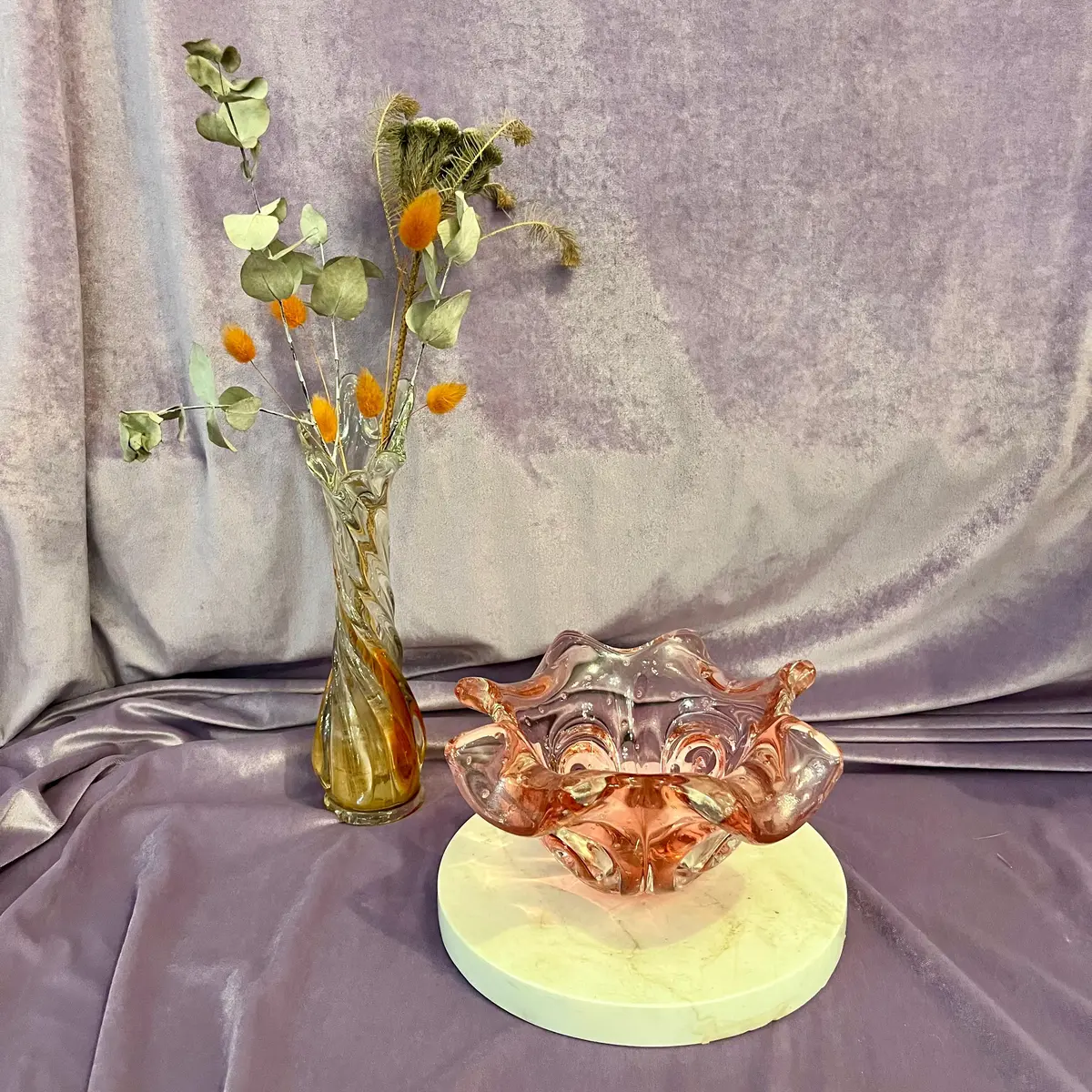 Vintage Murano Peach  Floral Ashtray - Sold 1
