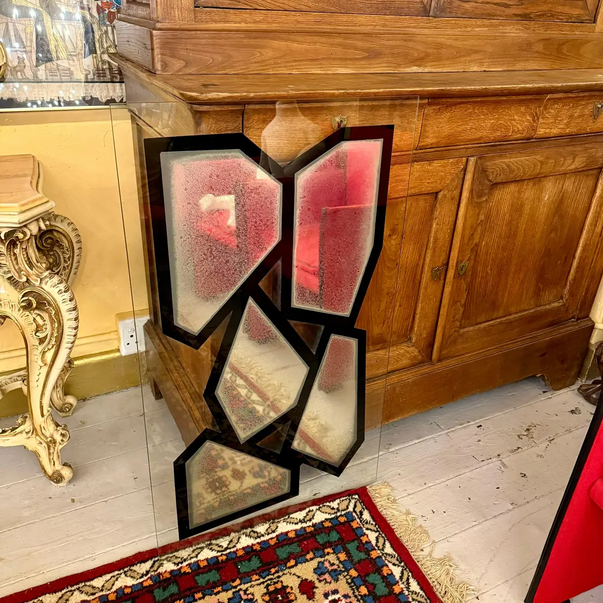 Antique Knotty Black Mirror 1