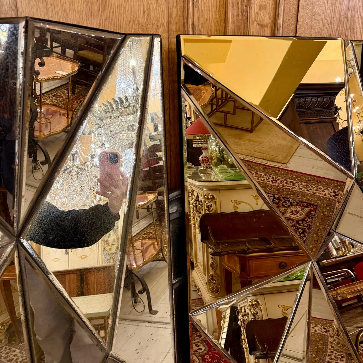 Contemporary Rose Gold Rectangular Faceted Mirror 2