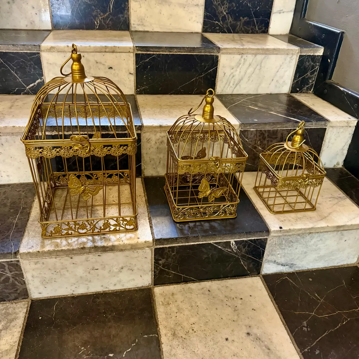Set Of Vintage Painted Bird Cages 1