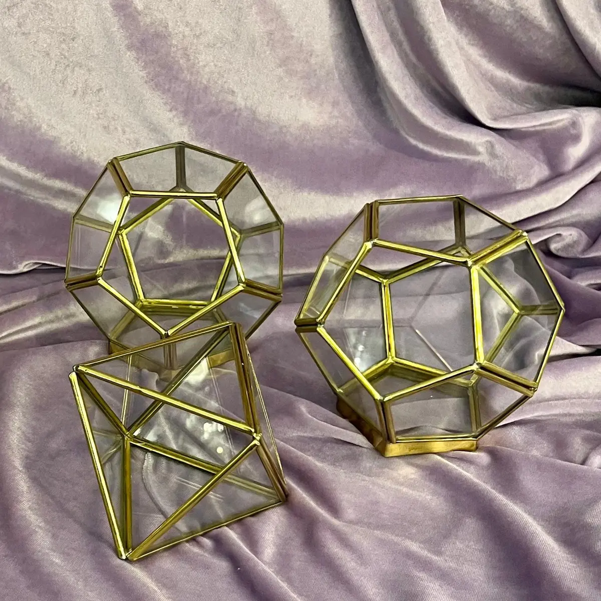 Geometric Glass Terrariums With Brass Framing 1