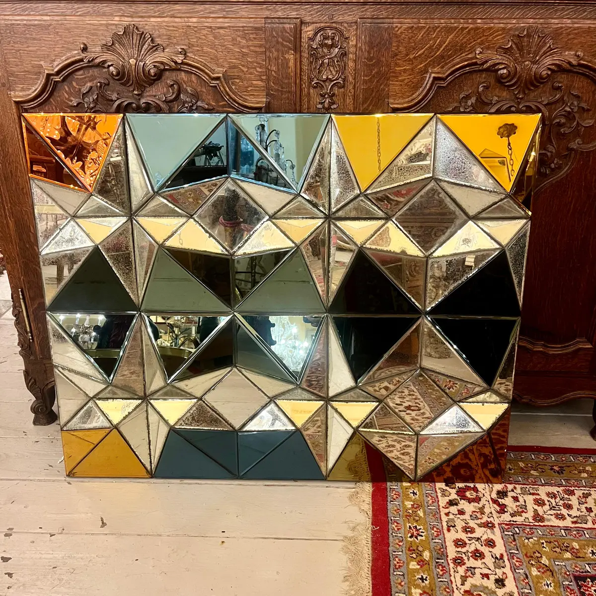 Contemporary Faceted Multicoloured Mirror 1